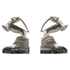 Early 20th Century Art Deco Bronze "Gazelle Bookends" by A Kelety