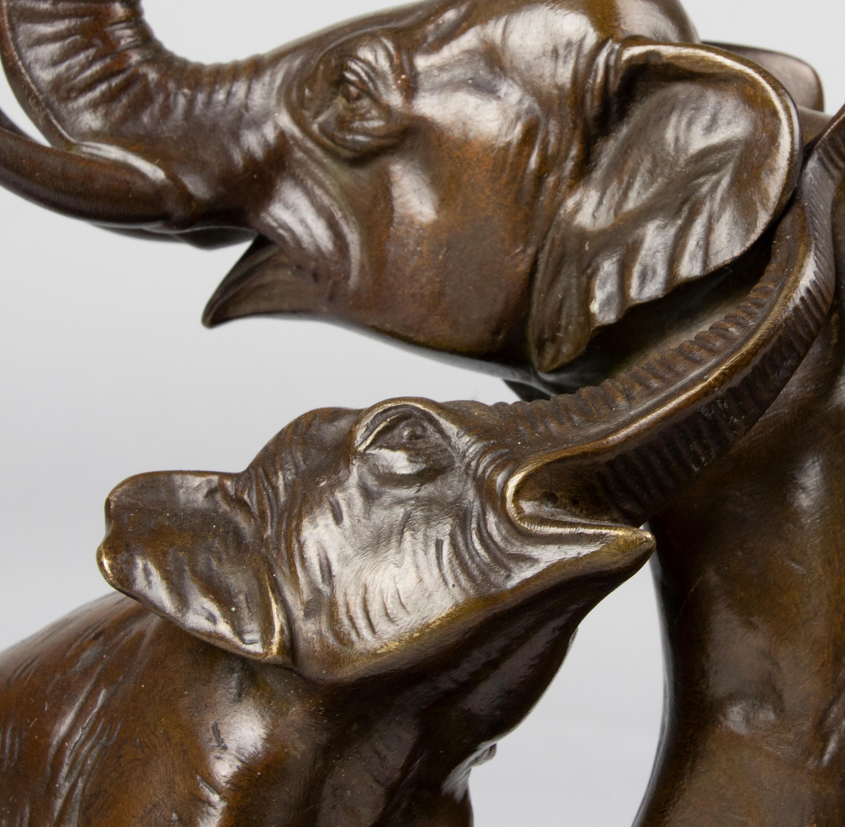 Early 20th Century Art Deco Bronze Sculpture Elephants, Irénée Rochard For Sale 11