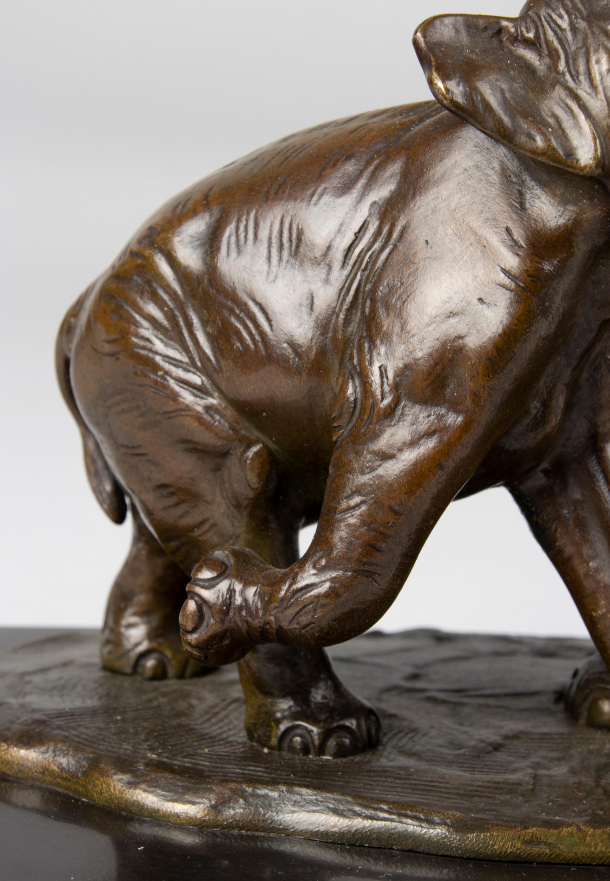 Sculpture d'éléphants en bronze Art Déco du début du XXe siècle, Irne Rochard en vente 12