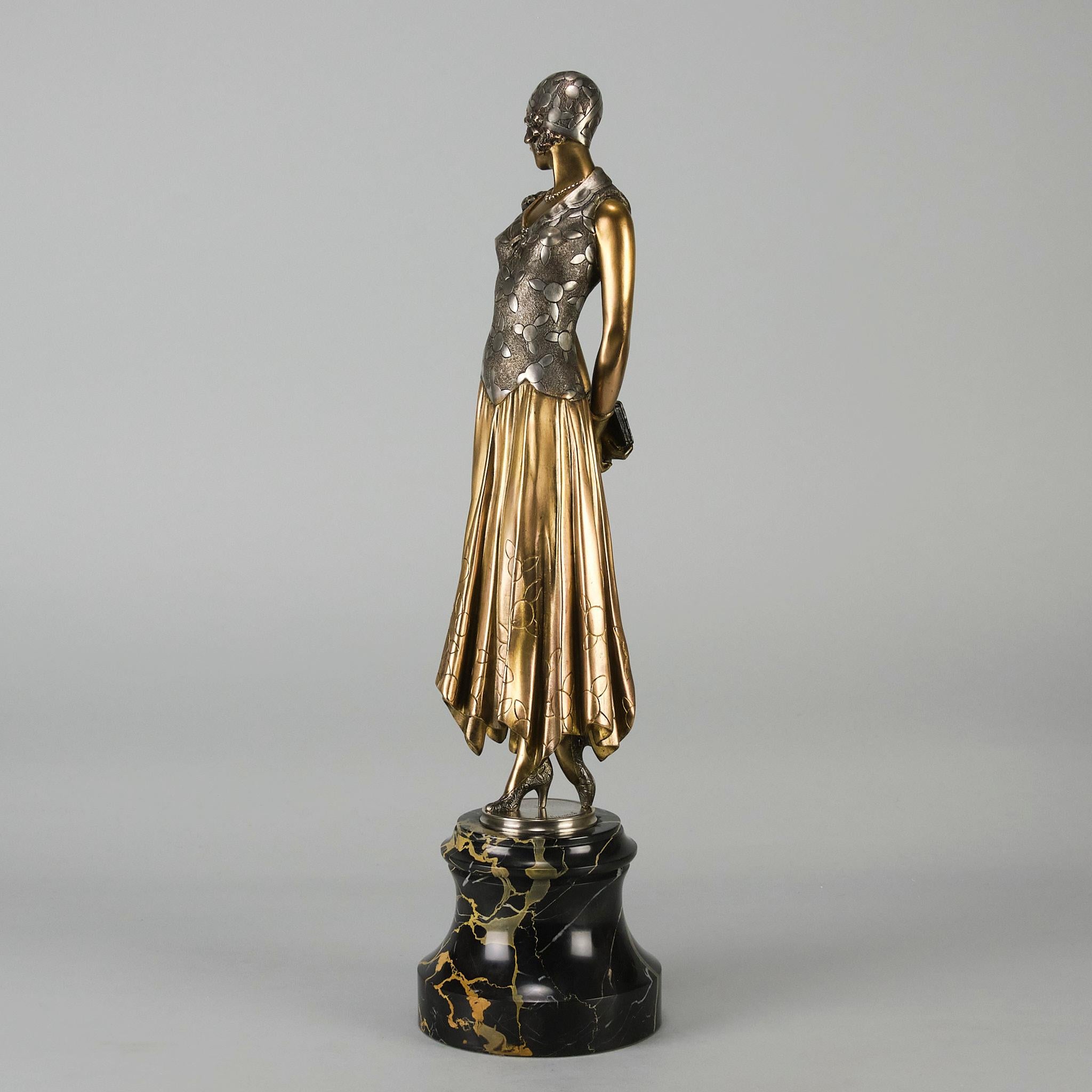 Art-Déco-Bronzeskulptur mit dem Titel „Buch Dame“ von D Chiparus aus dem frühen 20. Jahrhundert im Angebot 4