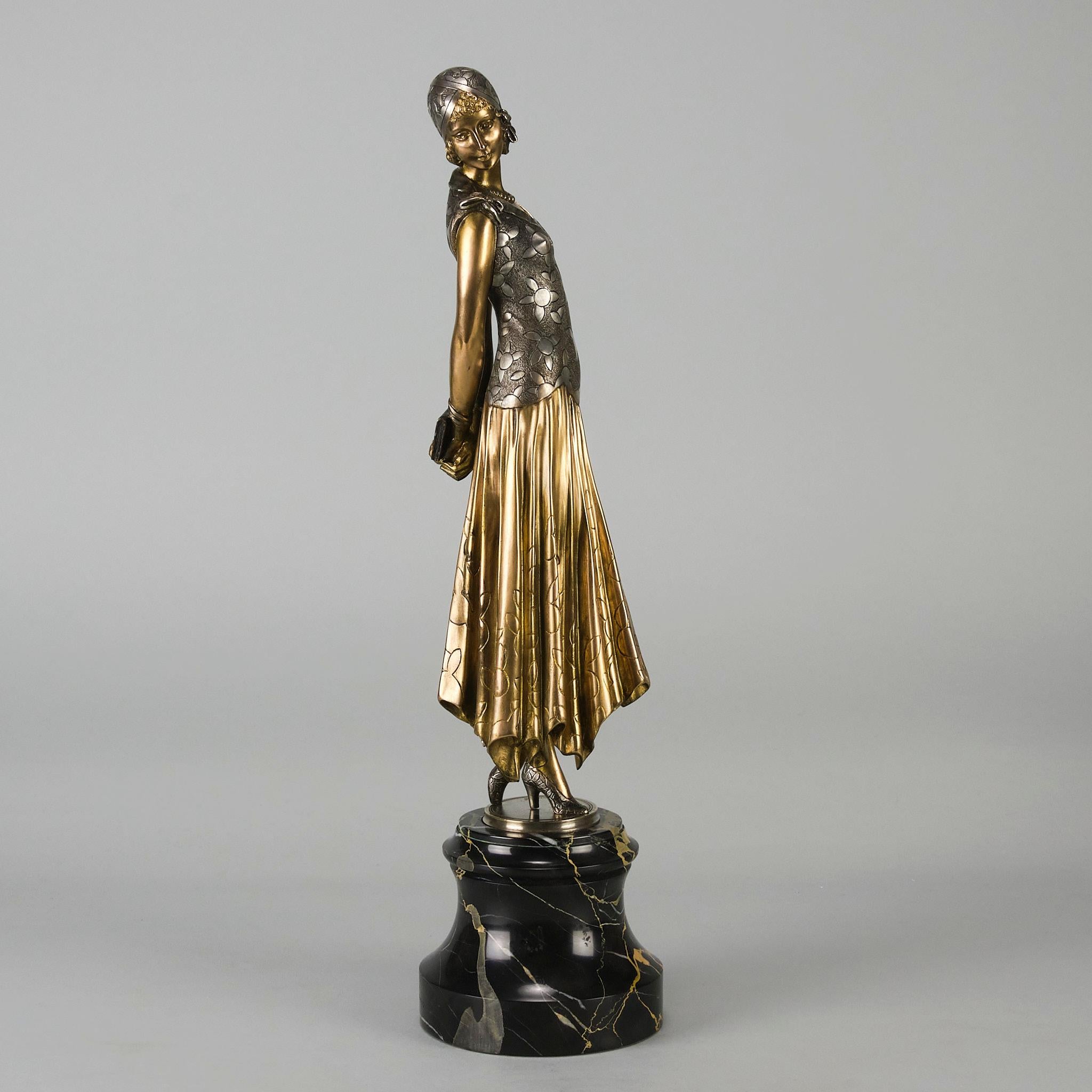 Art-Déco-Bronzeskulptur mit dem Titel „Buch Dame“ von D Chiparus aus dem frühen 20. Jahrhundert im Zustand „Hervorragend“ im Angebot in London, GB