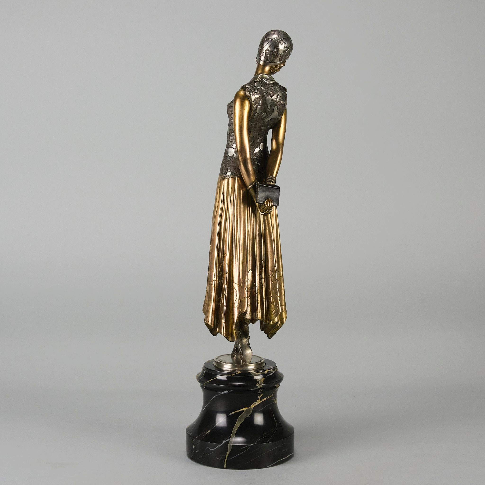 Art-Déco-Bronzeskulptur mit dem Titel „Buch Dame“ von D Chiparus aus dem frühen 20. Jahrhundert im Angebot 2