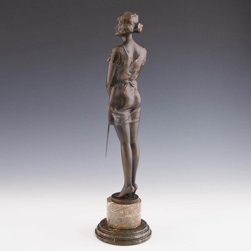 Austriaco Scultura in bronzo Art Deco dei primi del Novecento intitolata 