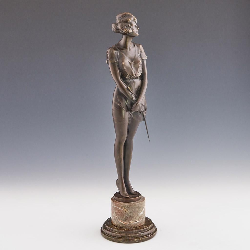 Bronzo Scultura in bronzo Art Deco dei primi del Novecento intitolata 