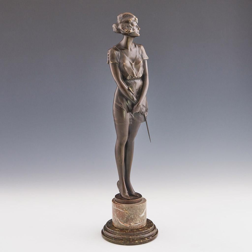 Bronzeskulptur mit dem Titel „Whip Girl“ von Bruno Zach aus dem frühen 20. Jahrhundert im Angebot 2