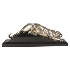 Early 20th Century Art Deco Bronze Sculpture "Panthêre" by Georges Lavroff