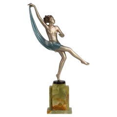Estudio de bronce Art Decó de principios del siglo XX "Bailarina del pañuelo" de Josef Lorenzl
