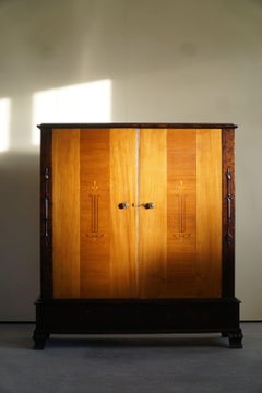 Meuble de rangement Art Déco du début du XXe siècle, bouleau et teck flammé, Swedish Grace