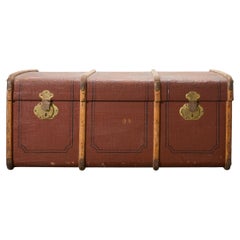 Early 20th Century Art Deco Canvas and Bentwood Steamer Trunk