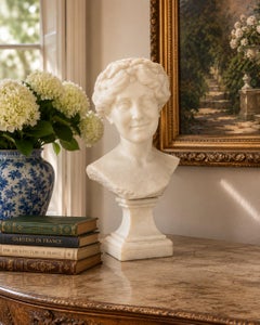 Early 20th Century Art Deco Carved Marble Bust of Woman by Paul Philippe