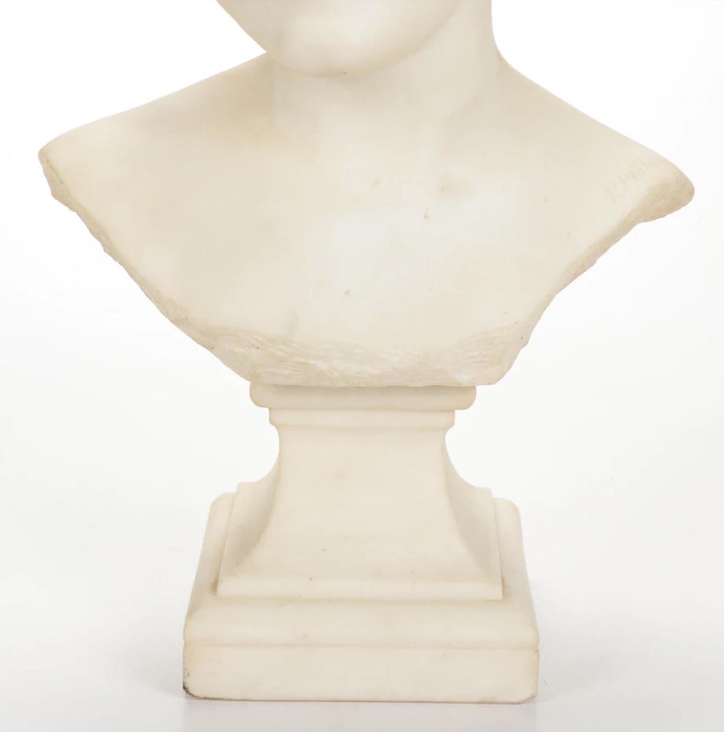 Early 20th Century Art Deco Carved Marble Bust of Woman by Paul Philippe For Sale 1