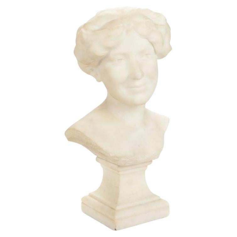 Early 20th Century Art Deco Carved Marble Bust of Woman by Paul Philippe