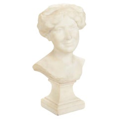 Early 20th Century Art Deco Carved Marble Bust of Woman by Paul Philippe