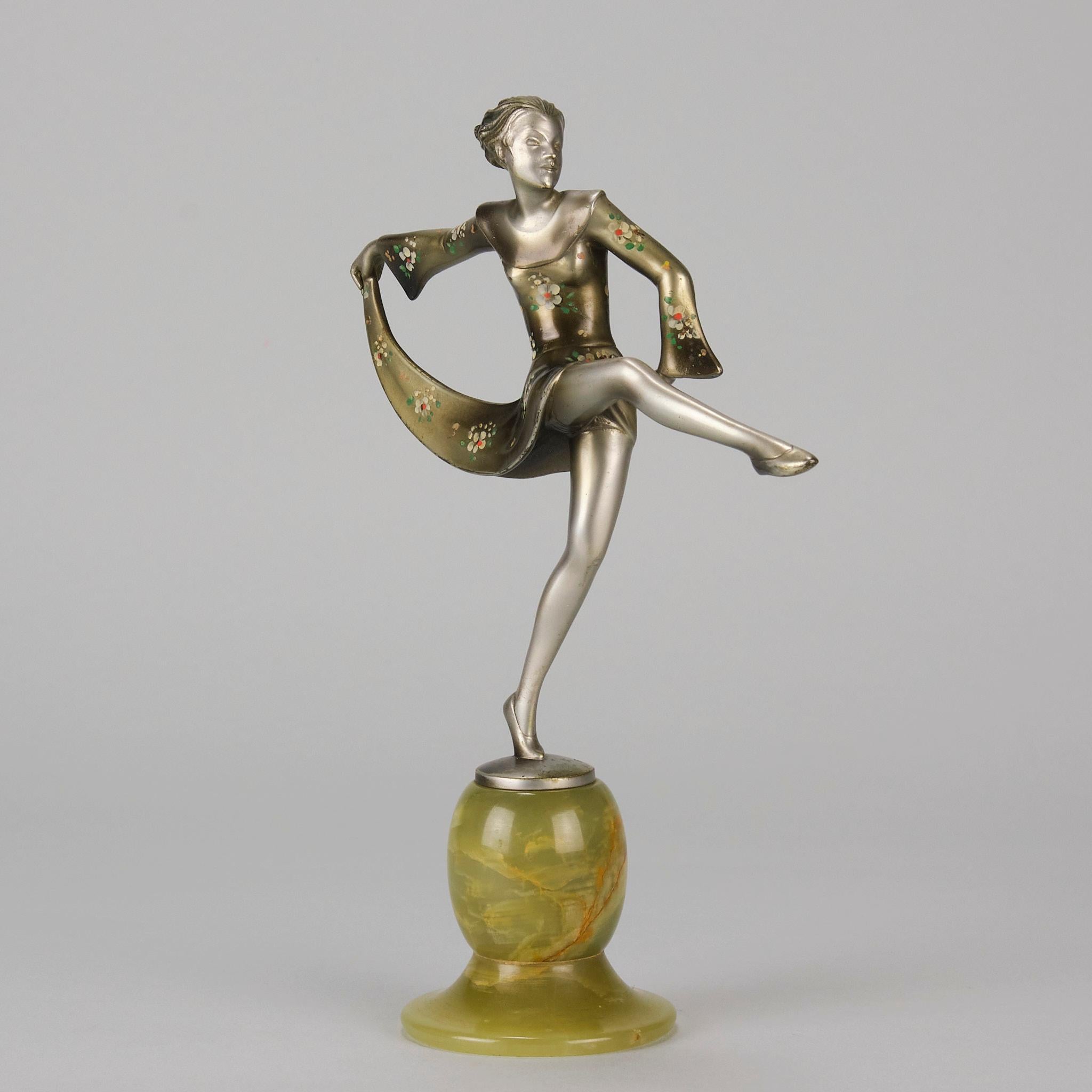 Art-Déco-Bronze „Amelie“ aus kalt bemalter Bronze von Lorenzl & Crejo aus dem frühen 20. Jahrhundert im Angebot 4