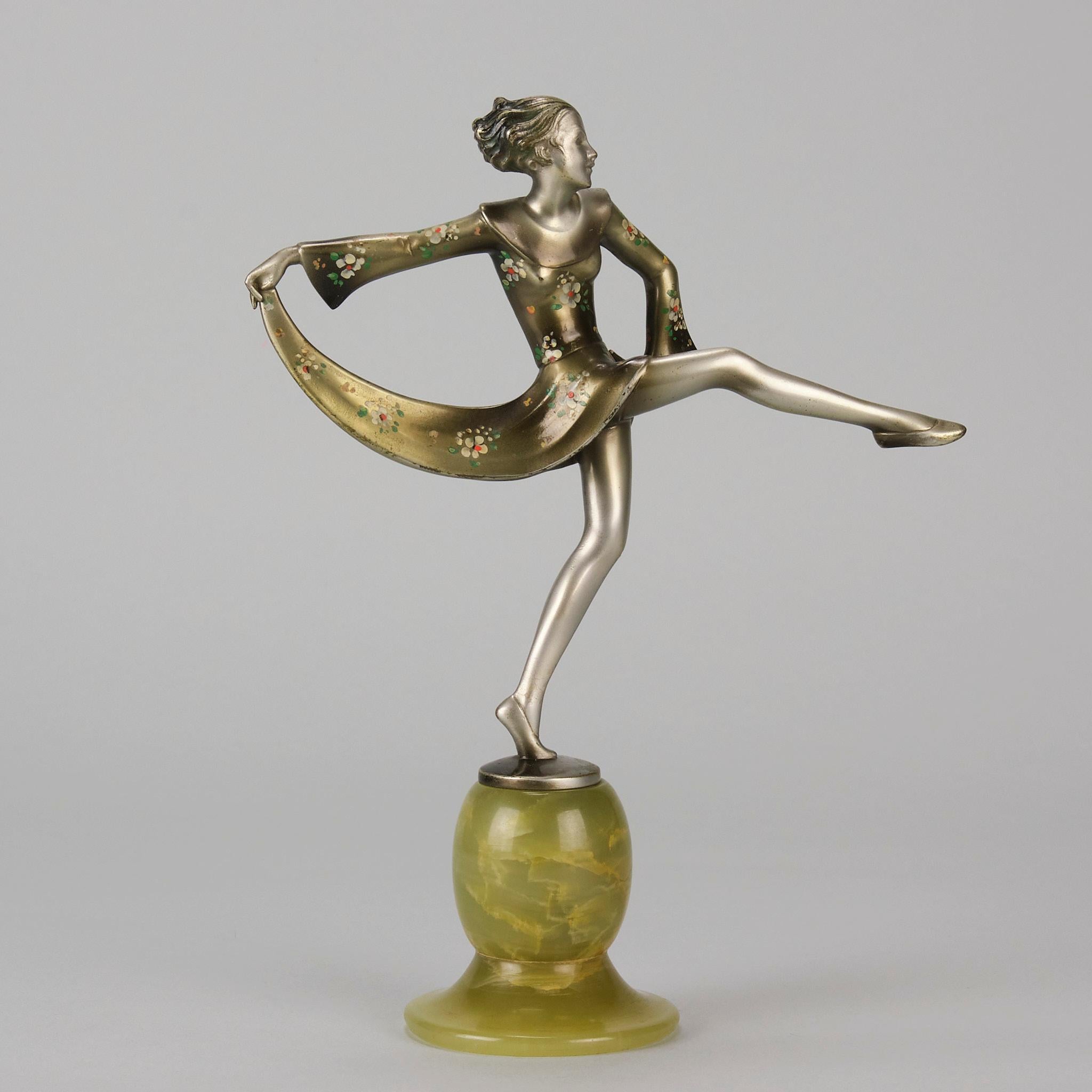 Art-Déco-Bronze „Amelie“ aus kalt bemalter Bronze von Lorenzl & Crejo aus dem frühen 20. Jahrhundert (Art déco) im Angebot
