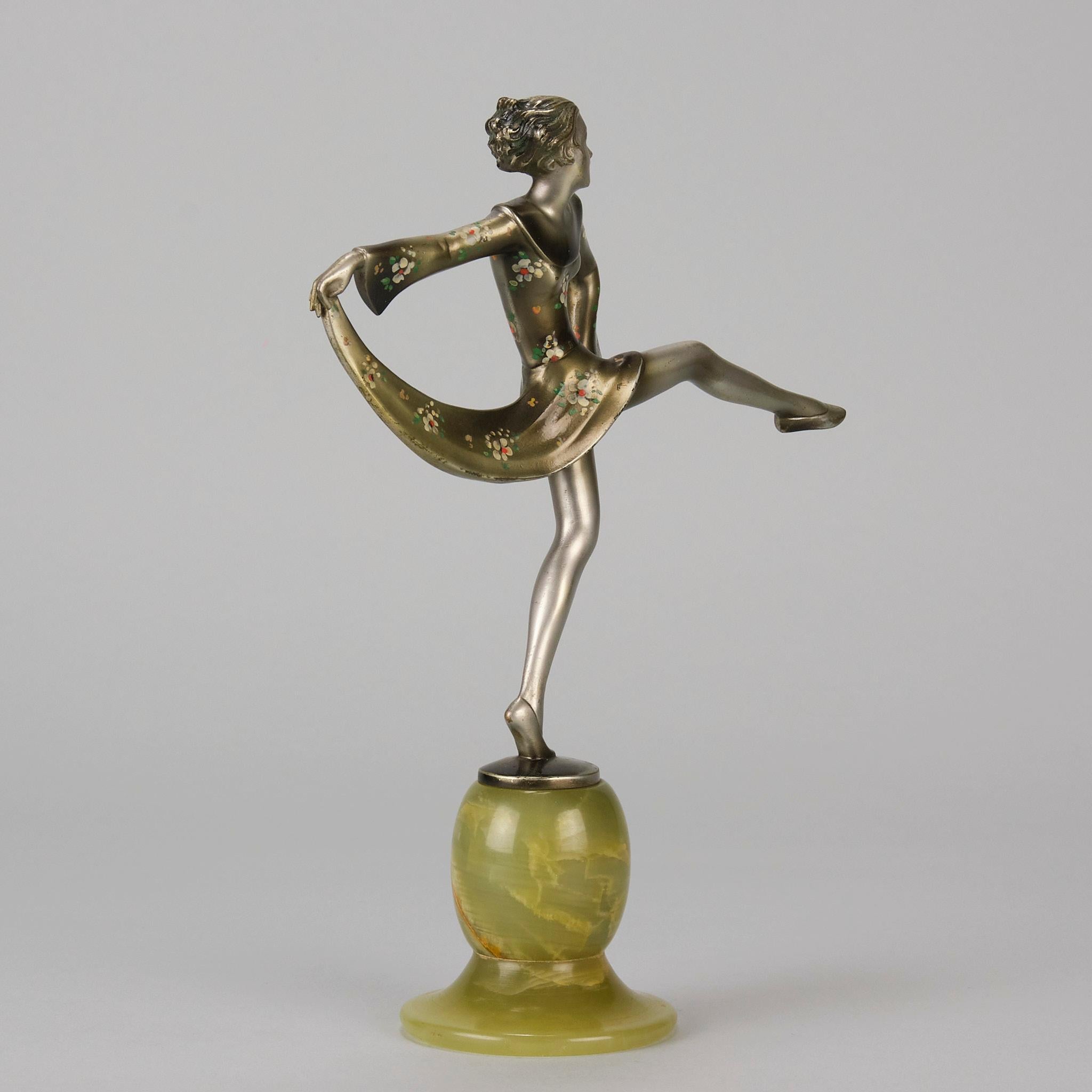 Art-Déco-Bronze „Amelie“ aus kalt bemalter Bronze von Lorenzl & Crejo aus dem frühen 20. Jahrhundert (Österreichisch) im Angebot