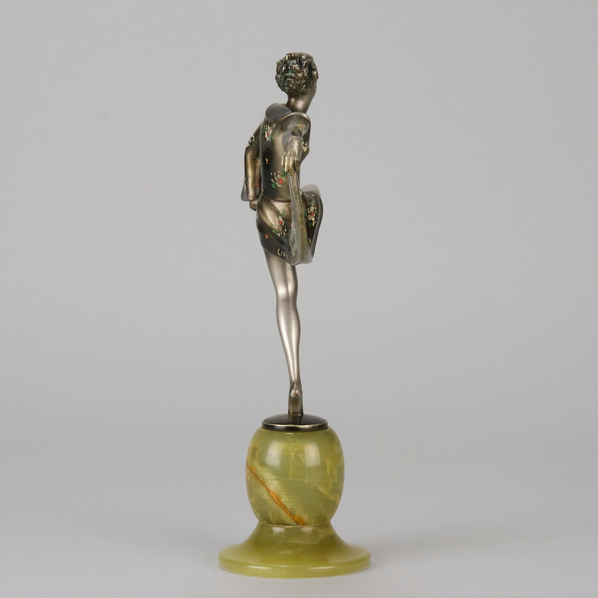 Art-Déco-Bronze „Amelie“ aus kalt bemalter Bronze von Lorenzl & Crejo aus dem frühen 20. Jahrhundert (Geschnitzt) im Angebot