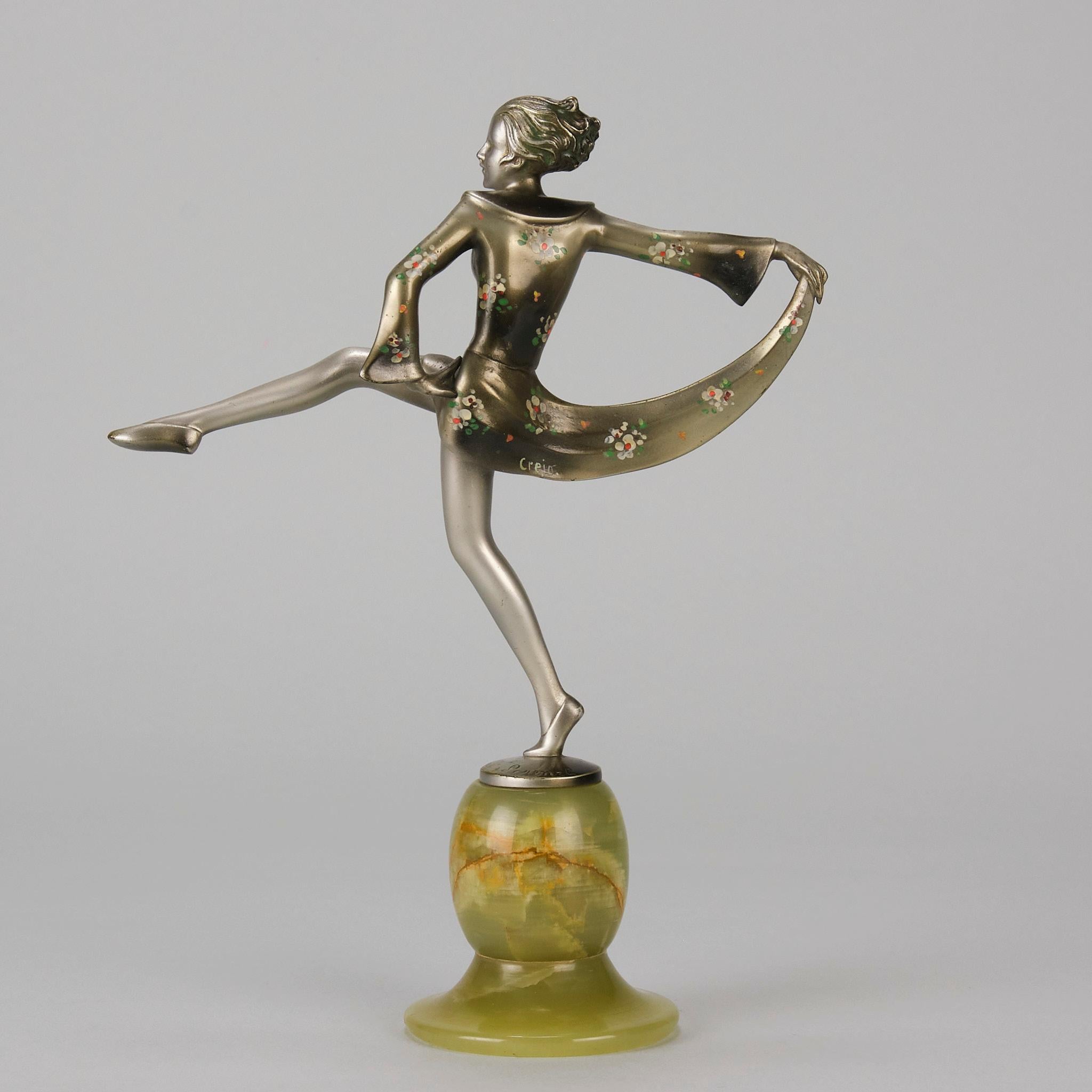 Art-Déco-Bronze „Amelie“ aus kalt bemalter Bronze von Lorenzl & Crejo aus dem frühen 20. Jahrhundert im Angebot 1
