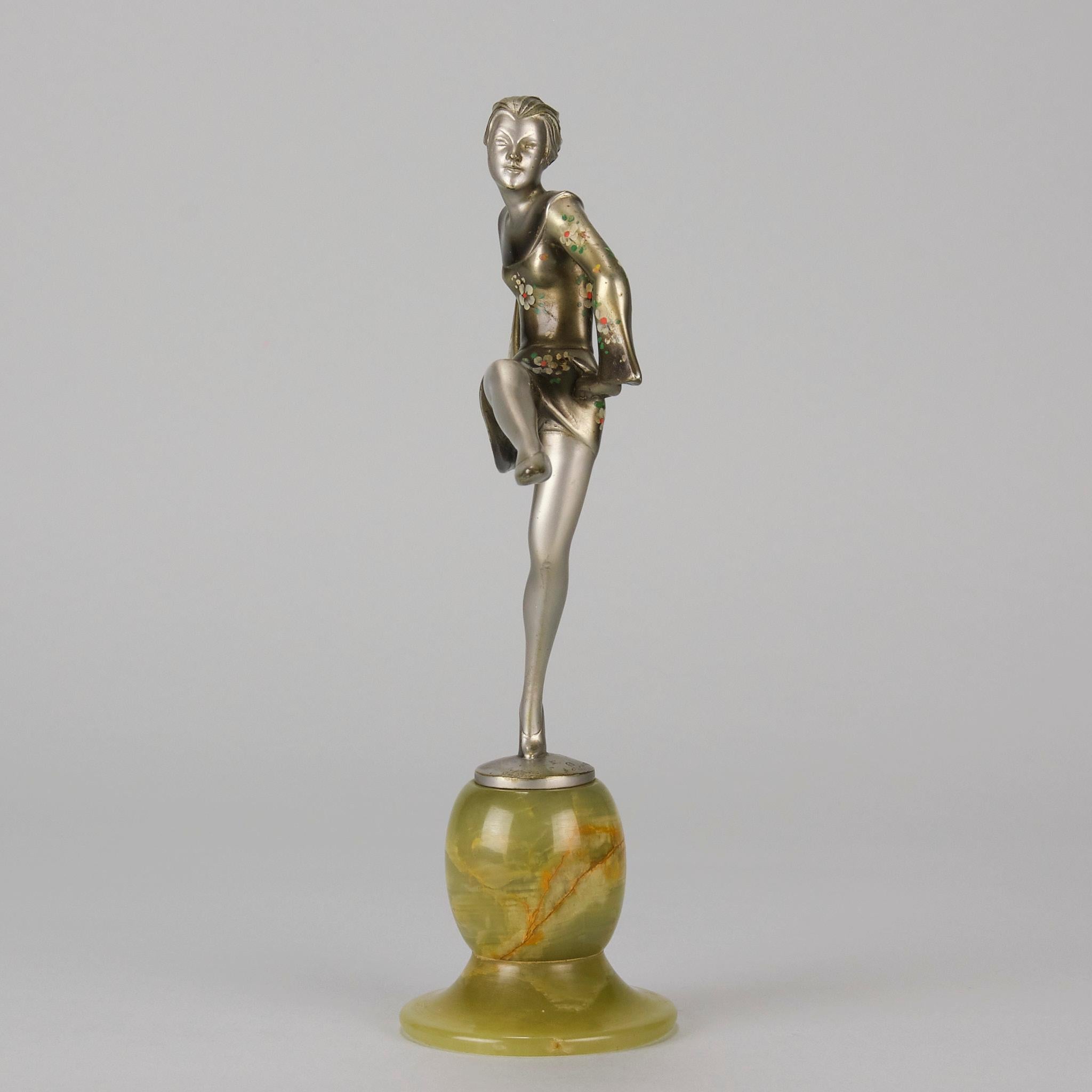 Art-Déco-Bronze „Amelie“ aus kalt bemalter Bronze von Lorenzl & Crejo aus dem frühen 20. Jahrhundert im Angebot 3