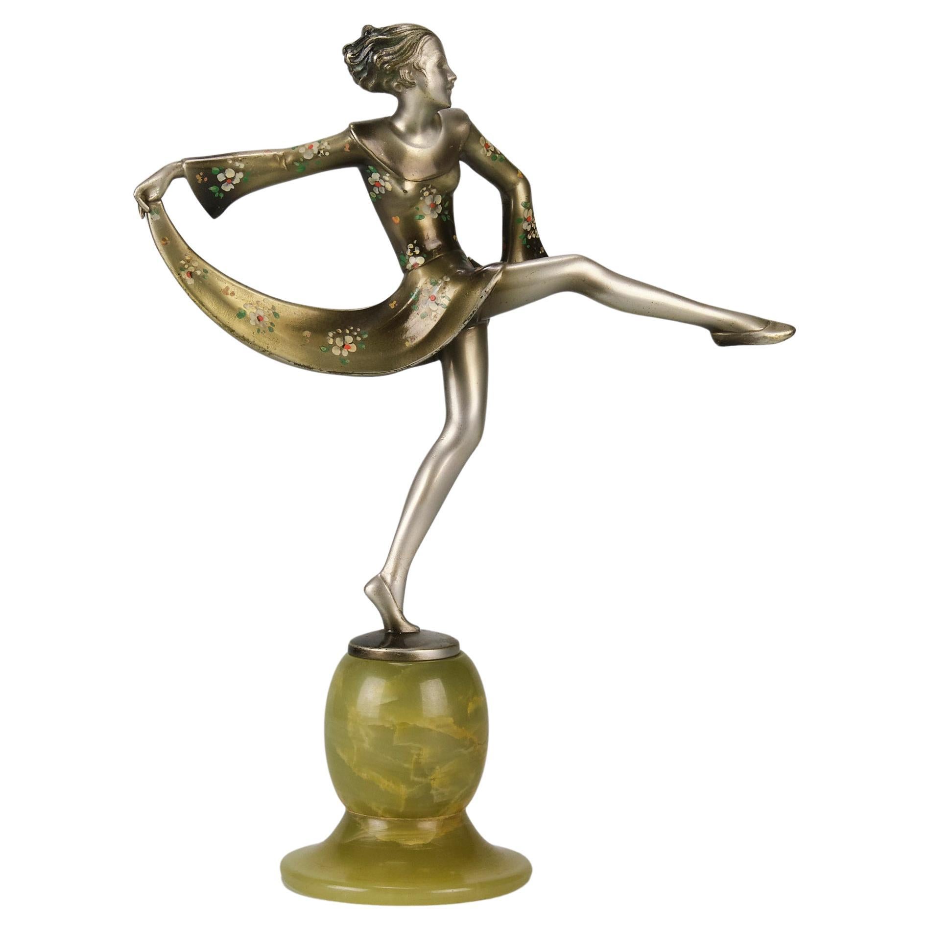 Early 20th Century Art Deco Cold-Painted Bronze "Amelie" by Lorenzl & Crejo For Sale