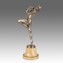 Bronce pintado en frío Art Decó de principios del siglo XX titulado "Cleo" de Josef Lorenzl