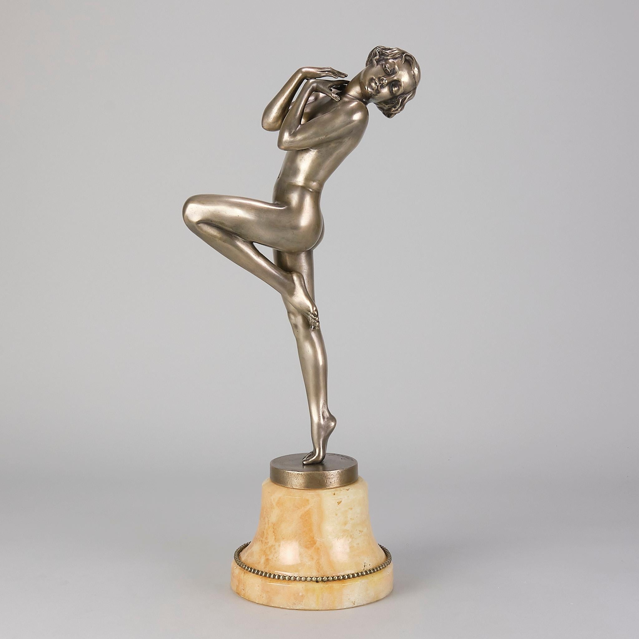 Art Déco Bronzo dipinto a freddo Art Deco dei primi del Novecento intitolato 