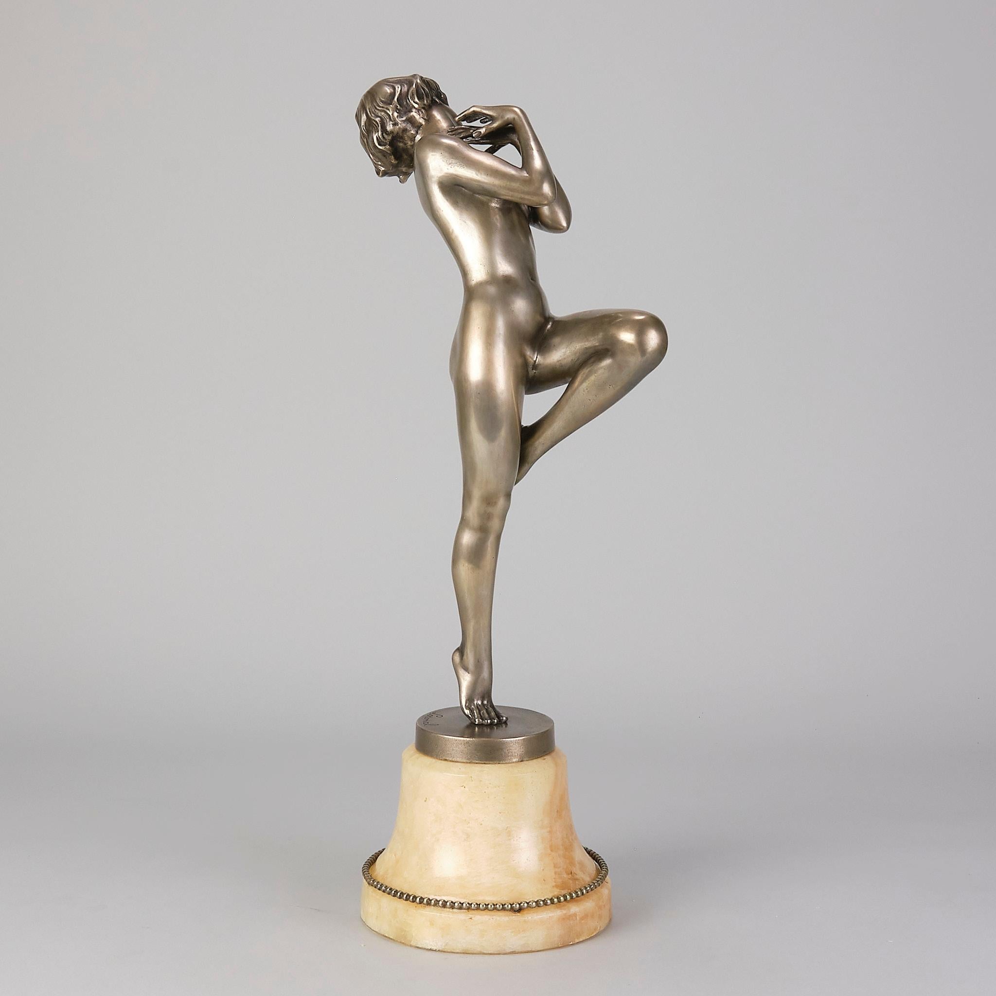 Bronzo dipinto a freddo Art Deco dei primi del Novecento intitolato 