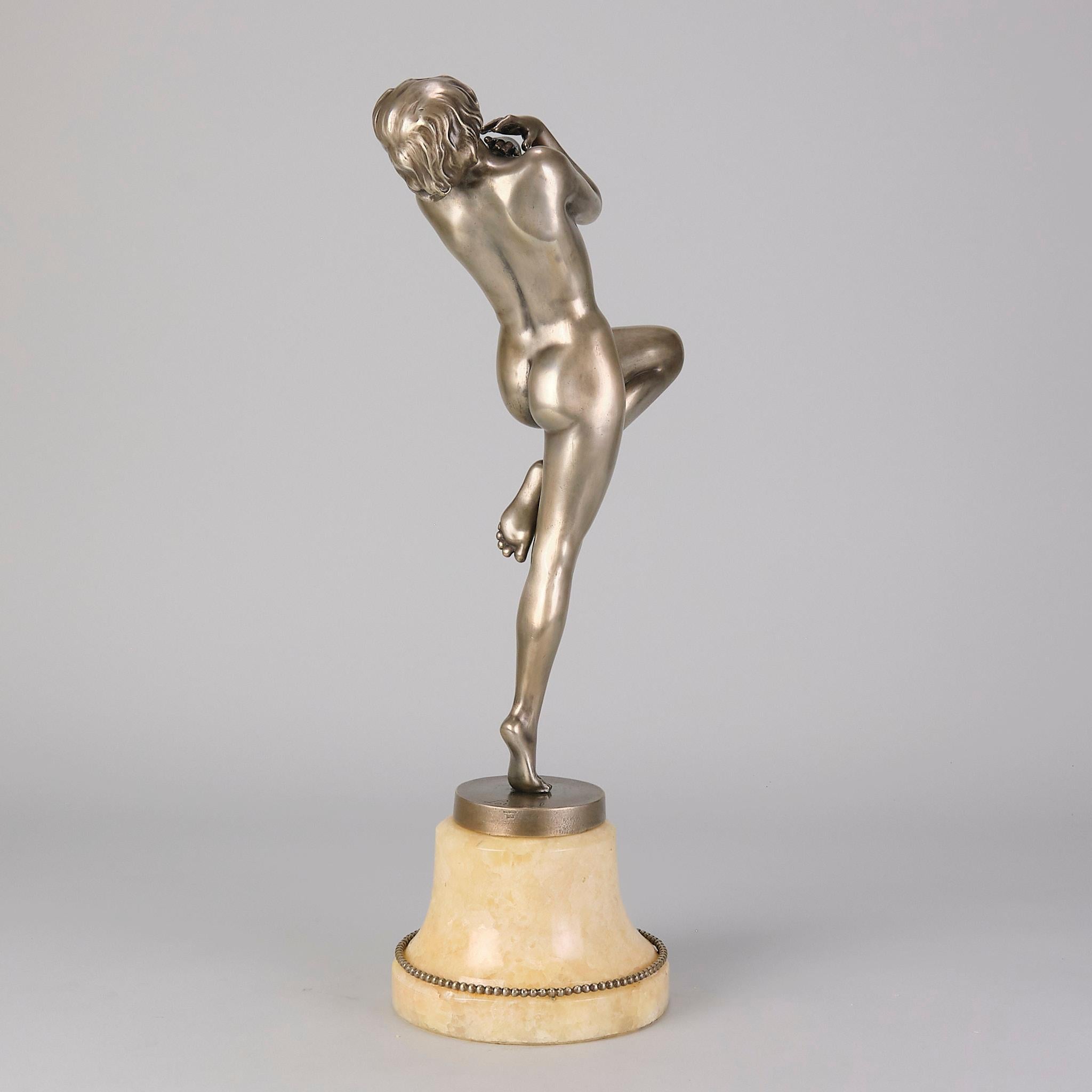 Bronzo dipinto a freddo Art Deco dei primi del Novecento intitolato 