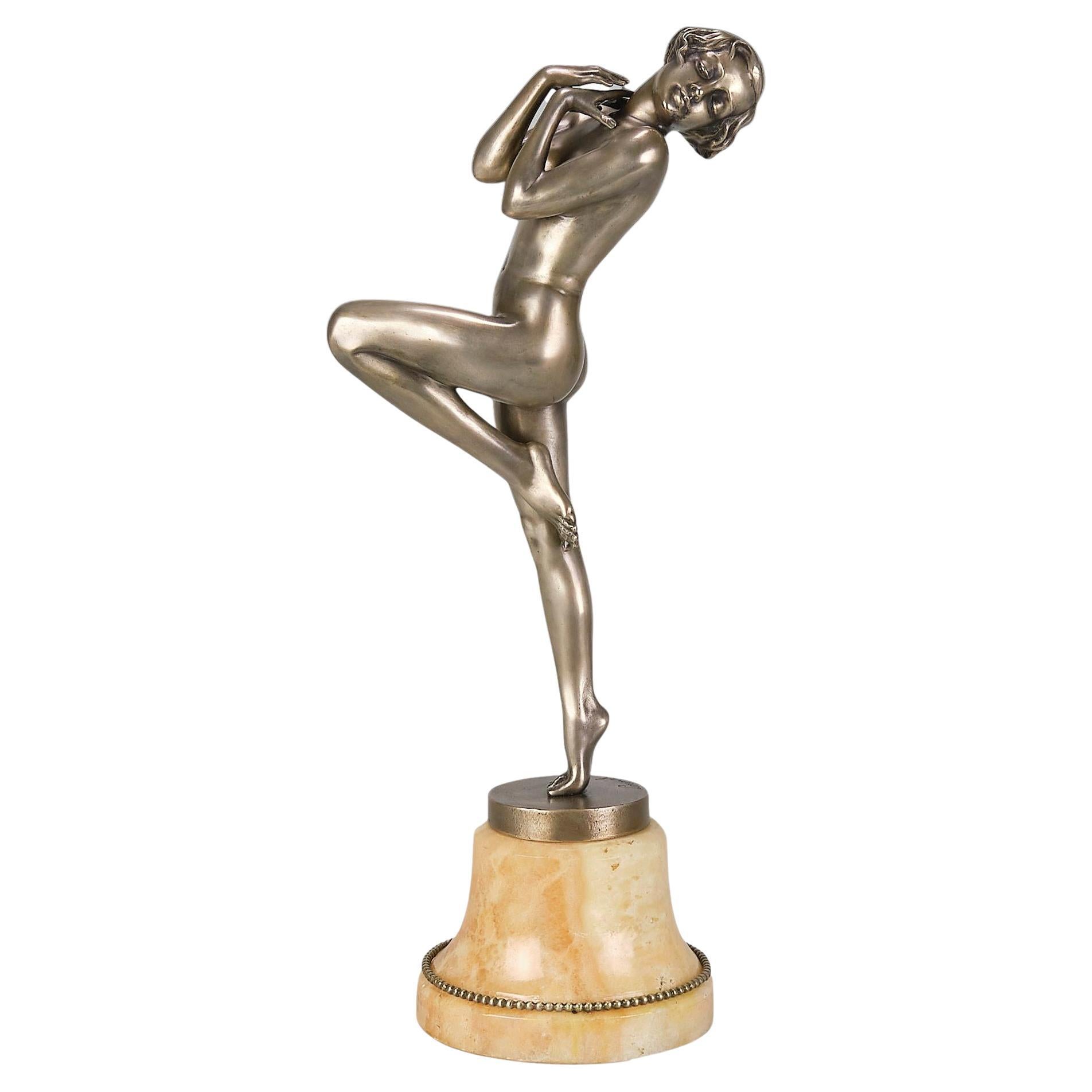 Bronzo dipinto a freddo Art Deco dei primi del Novecento intitolato "Cleo" di Josef Lorenzl in vendita