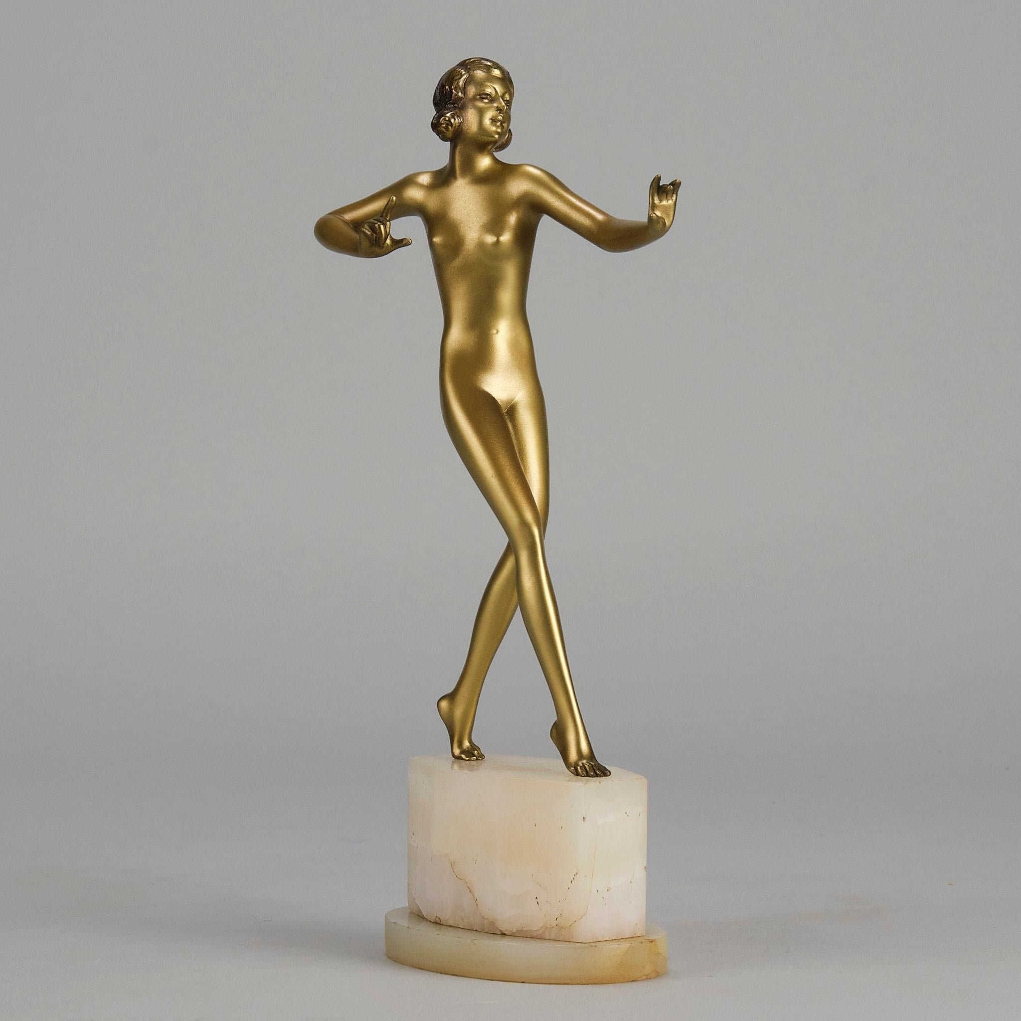Art-Déco-Studie „Wanda“ aus kalt bemalter Bronze des frühen 20. Jahrhunderts von Josef Lorenzl im Angebot 4