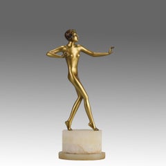 Early 20th Century Art Deco Cold-Painted Bronze Study "Wanda" By Josef Lorenzl