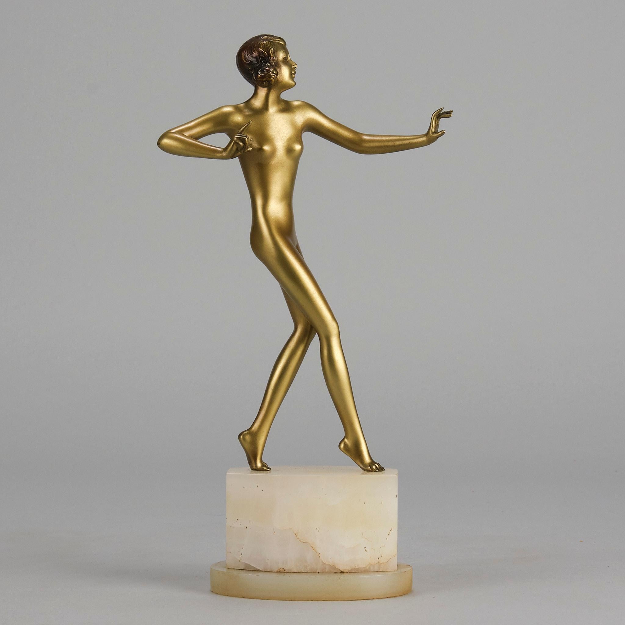 Art-Déco-Studie „Wanda“ aus kalt bemalter Bronze des frühen 20. Jahrhunderts von Josef Lorenzl (Art déco) im Angebot