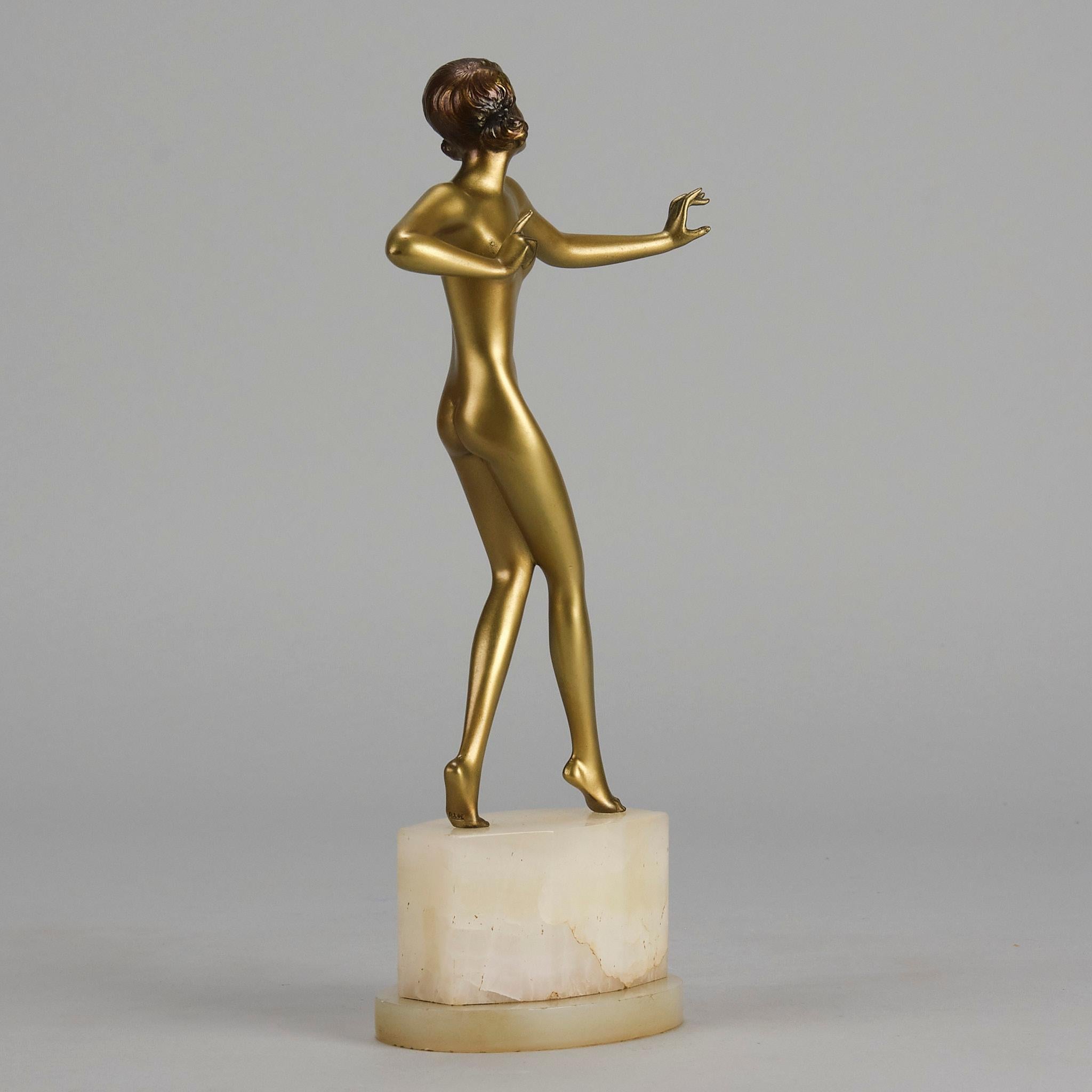 Art-Déco-Studie „Wanda“ aus kalt bemalter Bronze des frühen 20. Jahrhunderts von Josef Lorenzl (Österreichisch) im Angebot