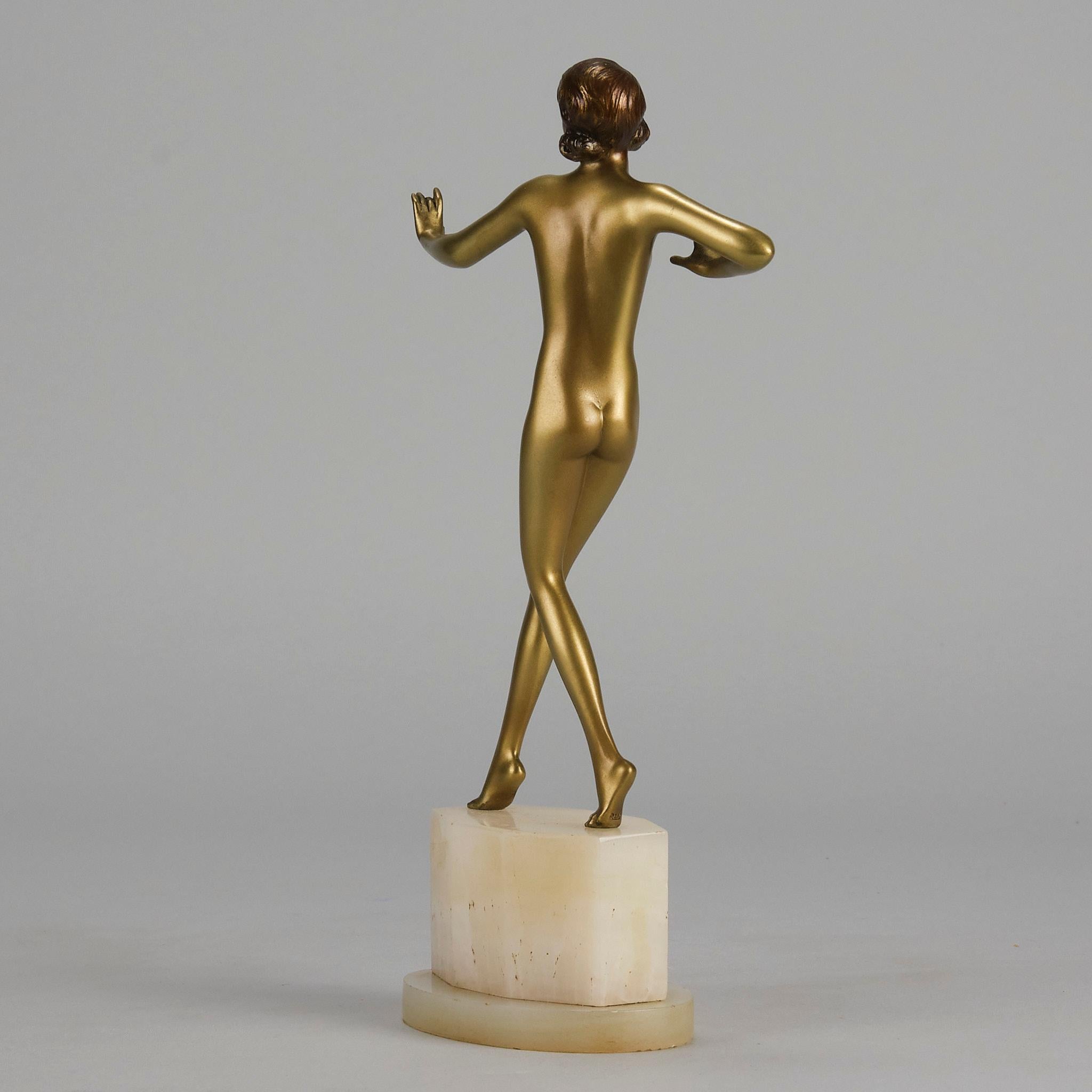 Early 20th Century Art Deco Cold-Painted Bronze Study 