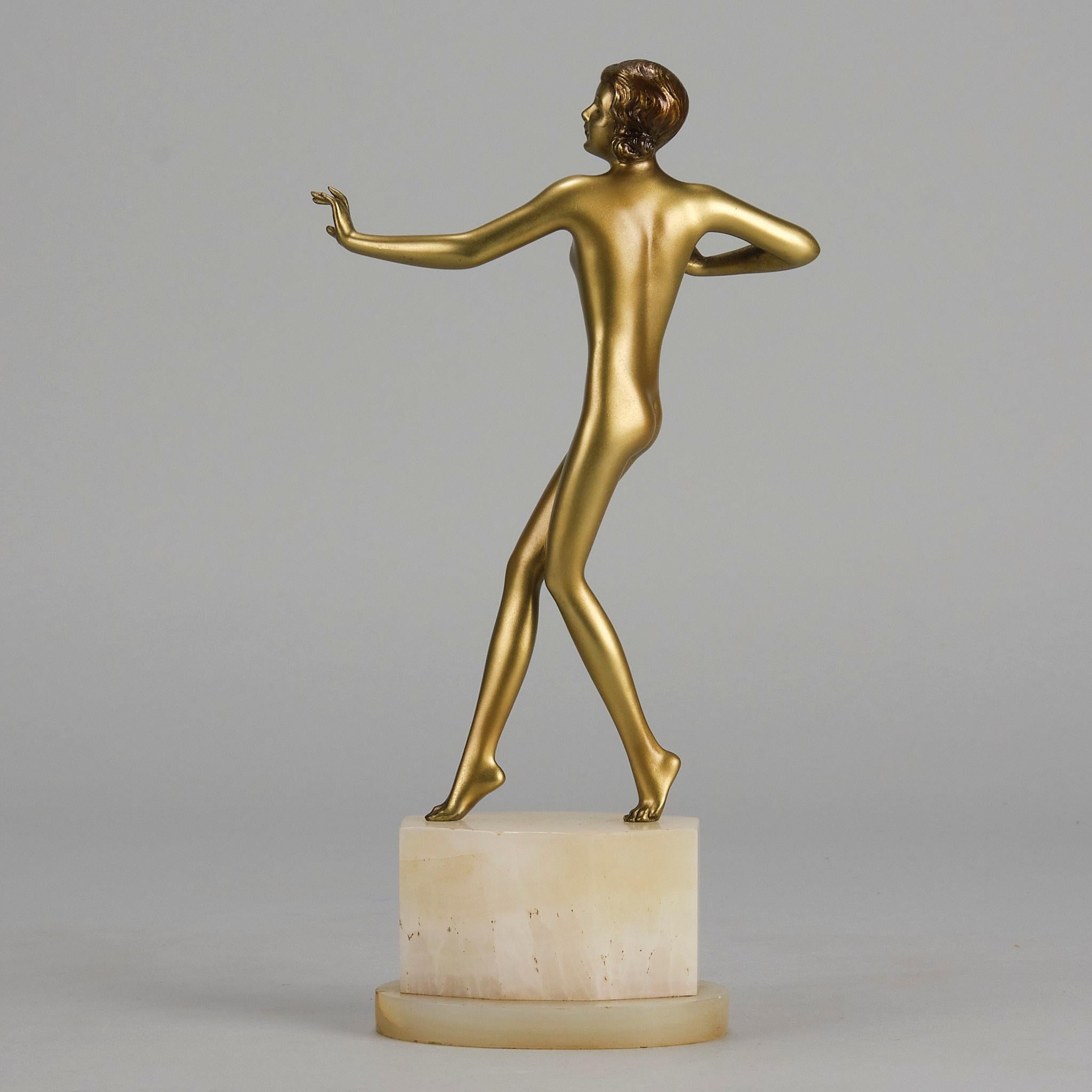Art-Déco-Studie „Wanda“ aus kalt bemalter Bronze des frühen 20. Jahrhunderts von Josef Lorenzl im Angebot 1