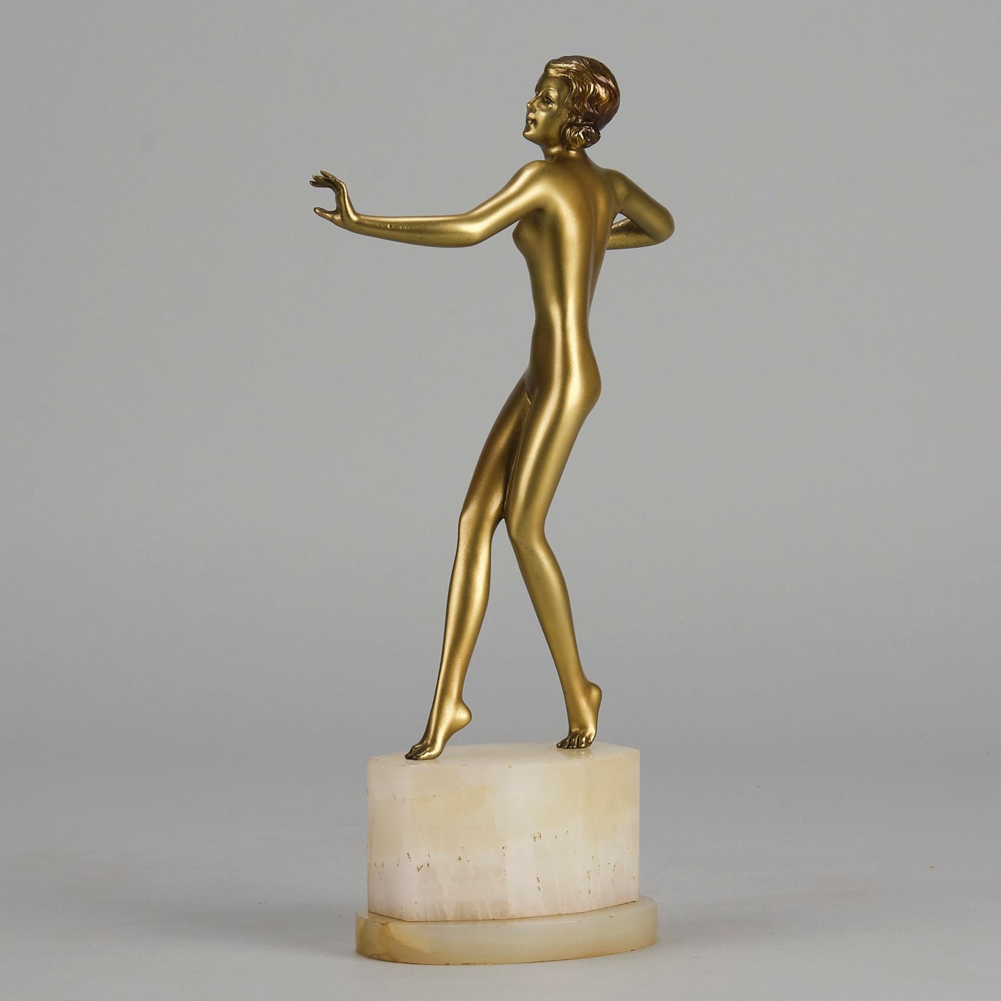 Art-Déco-Studie „Wanda“ aus kalt bemalter Bronze des frühen 20. Jahrhunderts von Josef Lorenzl im Angebot 2