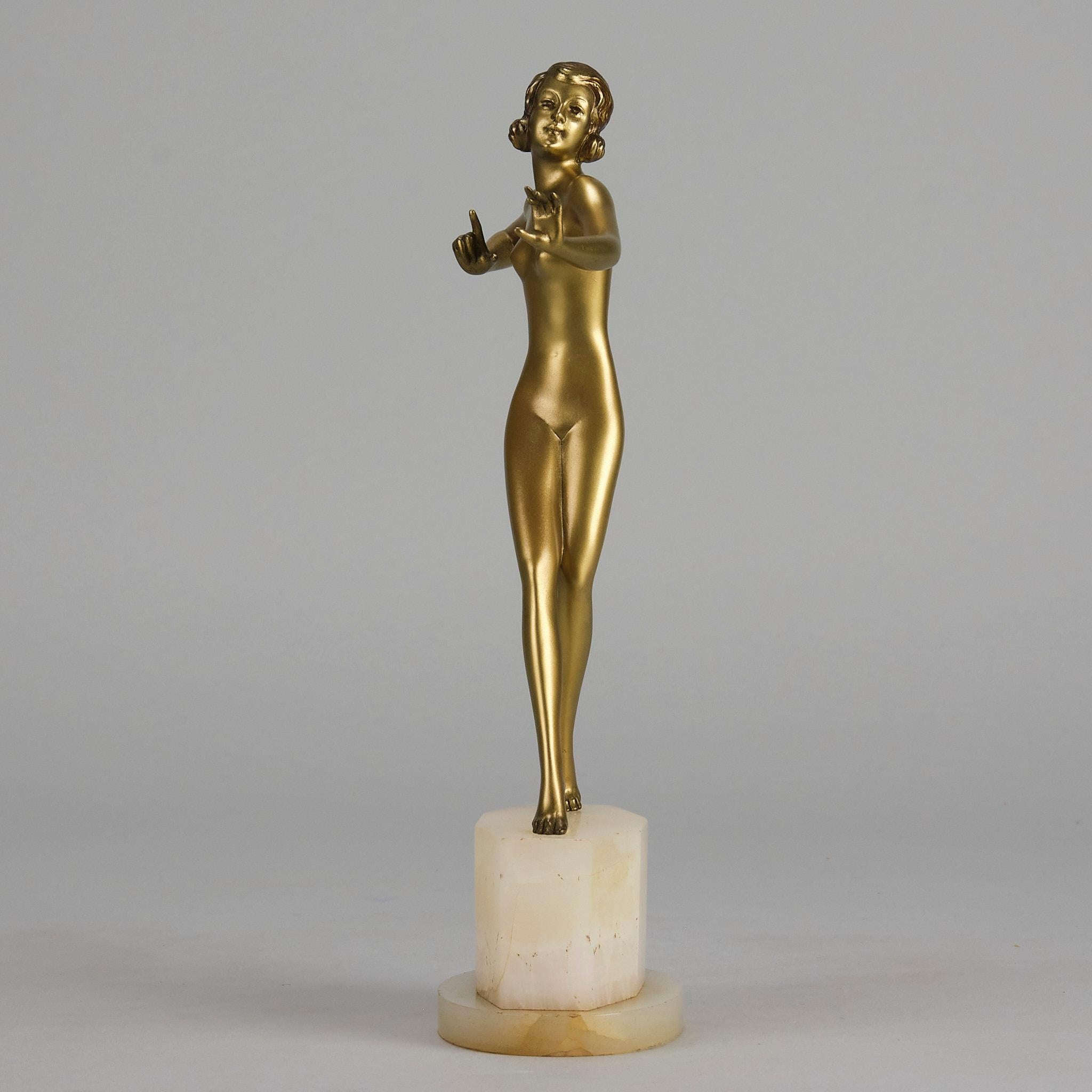Art-Déco-Studie „Wanda“ aus kalt bemalter Bronze des frühen 20. Jahrhunderts von Josef Lorenzl im Angebot 3