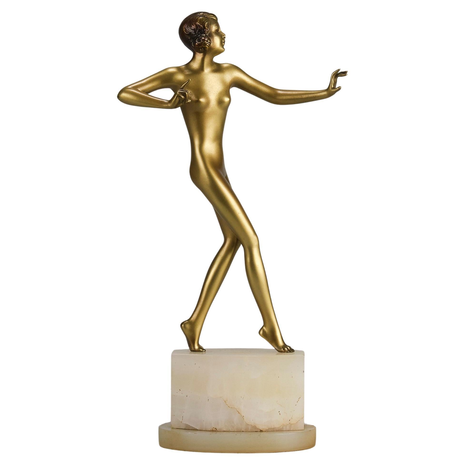 Art-Déco-Studie „Wanda“ aus kalt bemalter Bronze des frühen 20. Jahrhunderts von Josef Lorenzl im Angebot