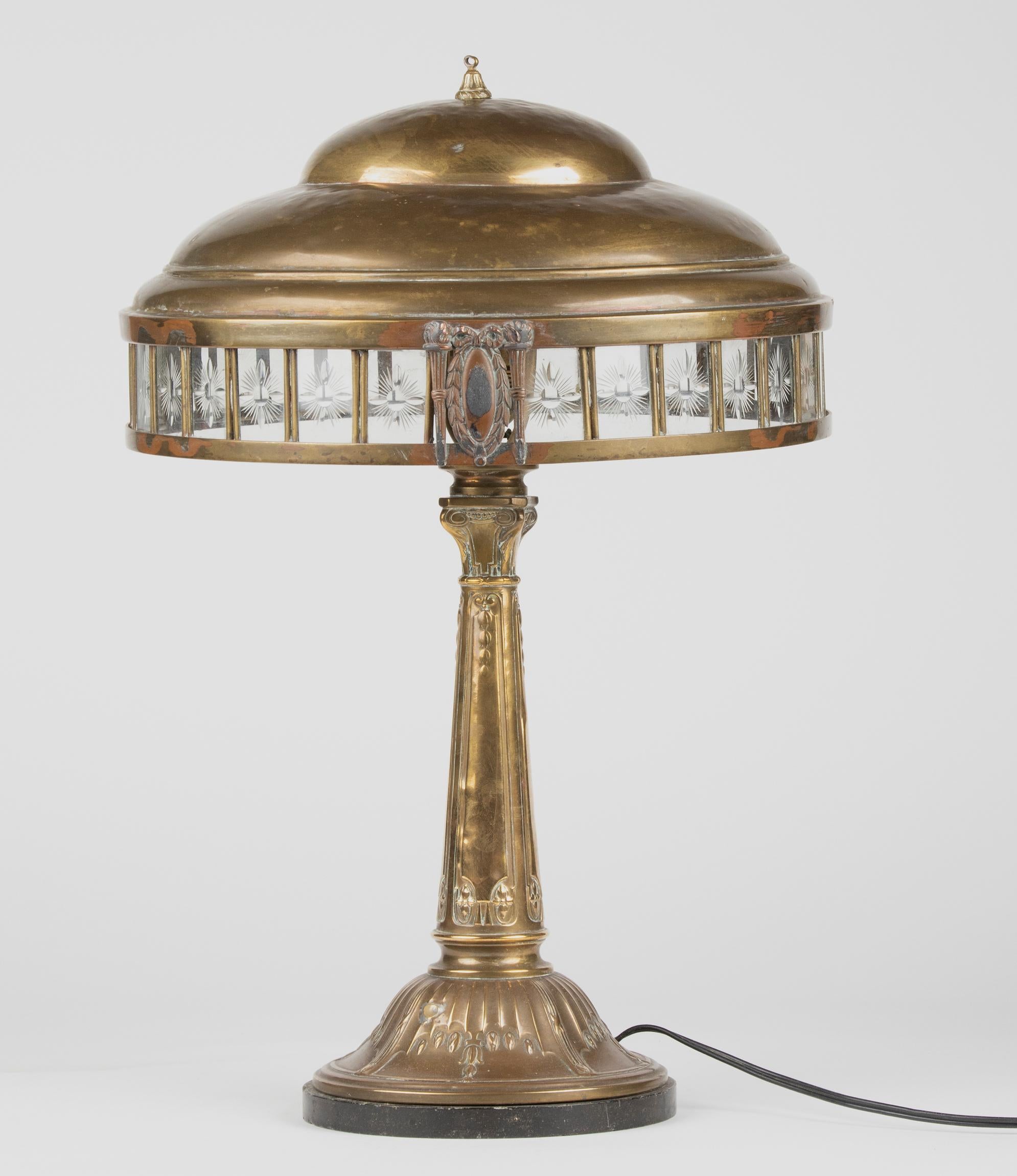 Cast Early 20th Century Art Deco Copper Table / Desk Lamp