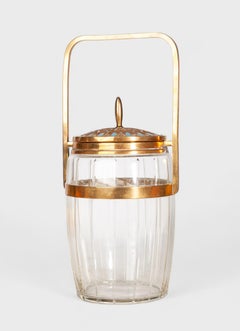 Frühes 20. Jahrhundert Art Déco Kristall Messing Keksdose/Eimer Behälter, Frankreich