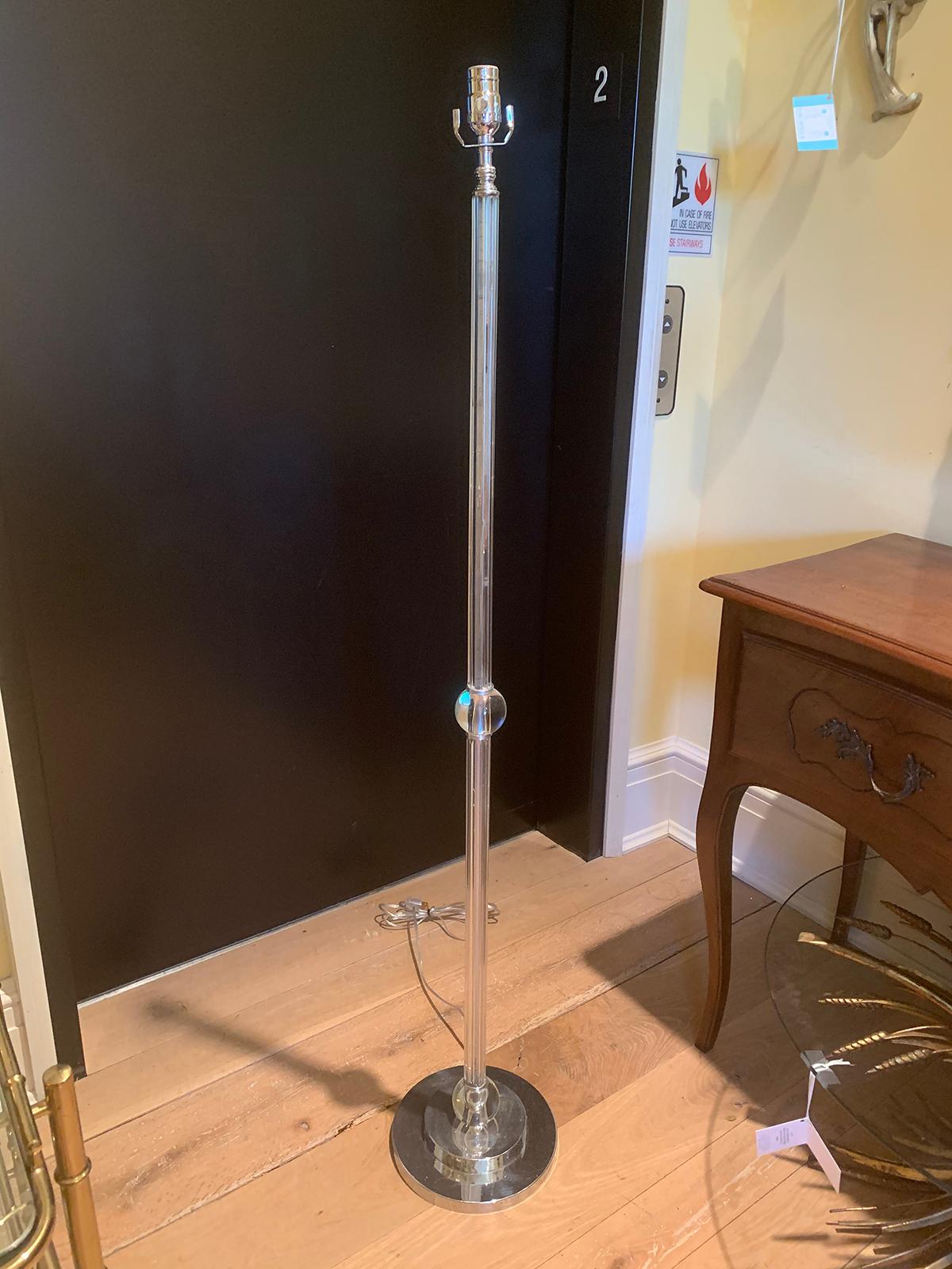 Early 20th century Art Deco crystal and chrome floor lamp
New wiring.