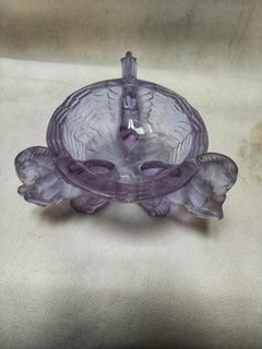 Early 20th Century Art Deco Crystal Moser Glasswork Ashtray Horses