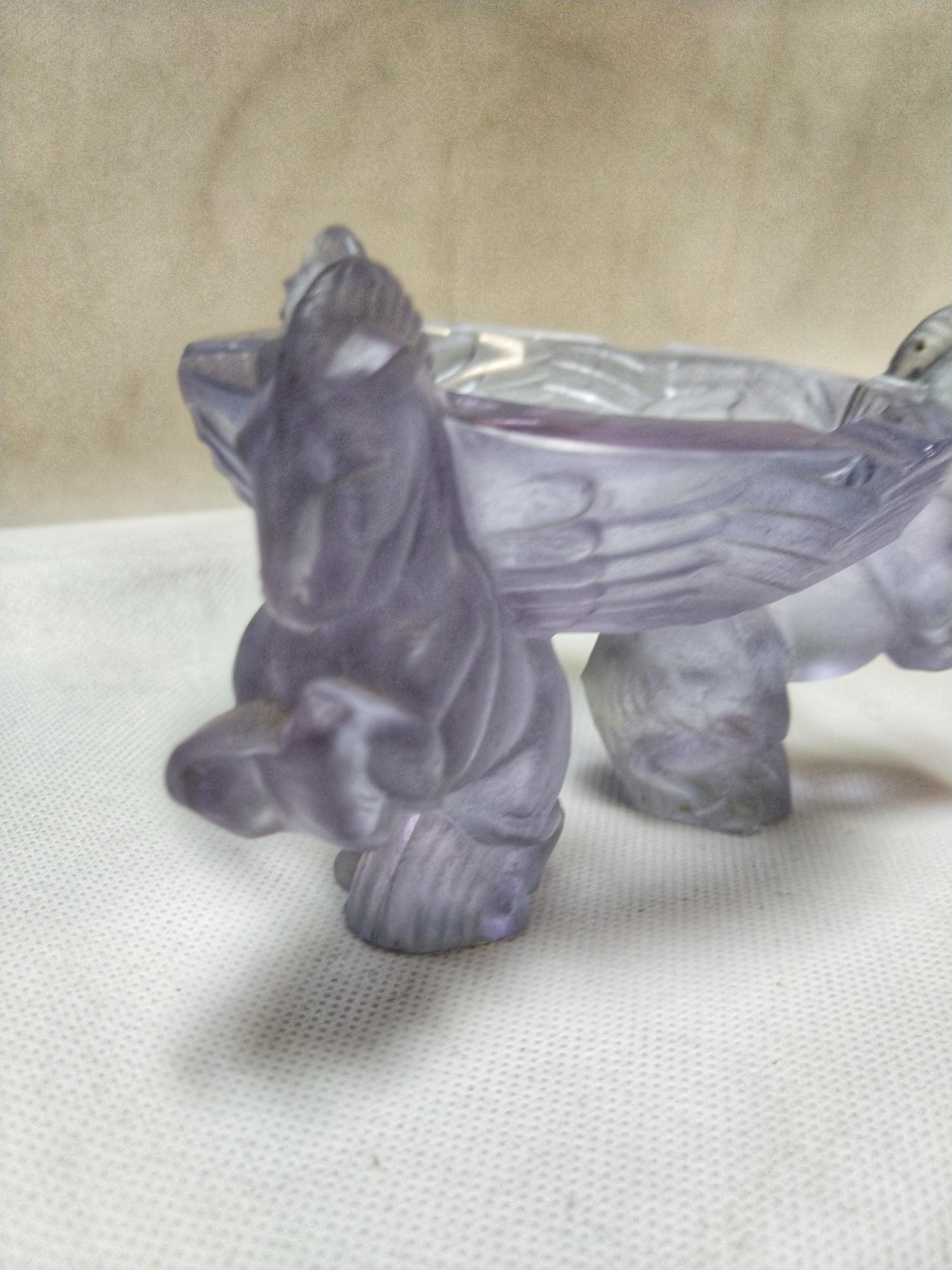 Czech Early 20th Century Art Deco Crystal Moser Glasswork Ashtray Horses For Sale