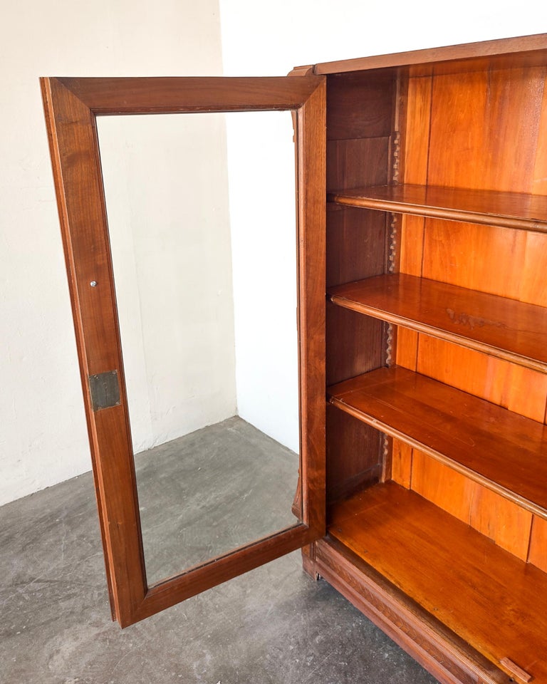 Early 20th Century Art Deco Curio Glass and Burl Wood Display