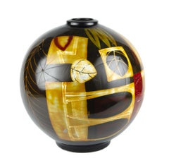 Vase décoratif bulbeux en céramique émaillée Art Déco du début du 20e siècle, France