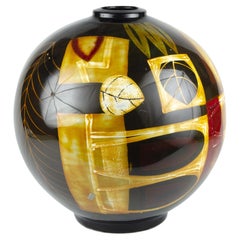 Vase décoratif bulbeux en céramique émaillée Art Déco du début du 20e siècle, France