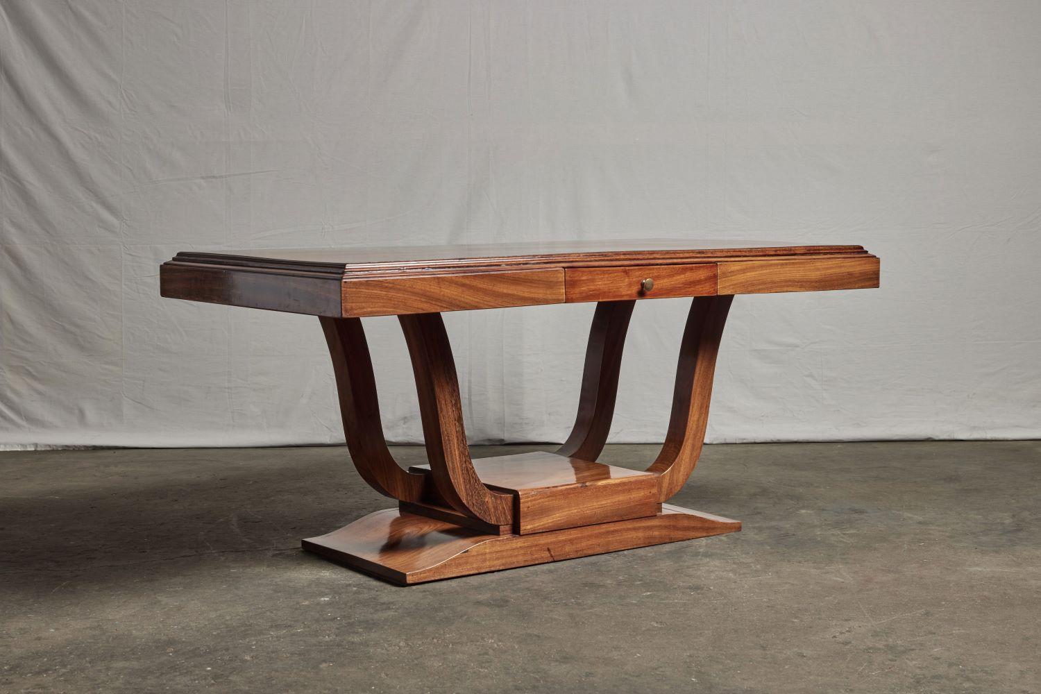 Early 20th Century Art Deco French Colonial Rosewood Desk In Good Condition For Sale In Pasadena, CA