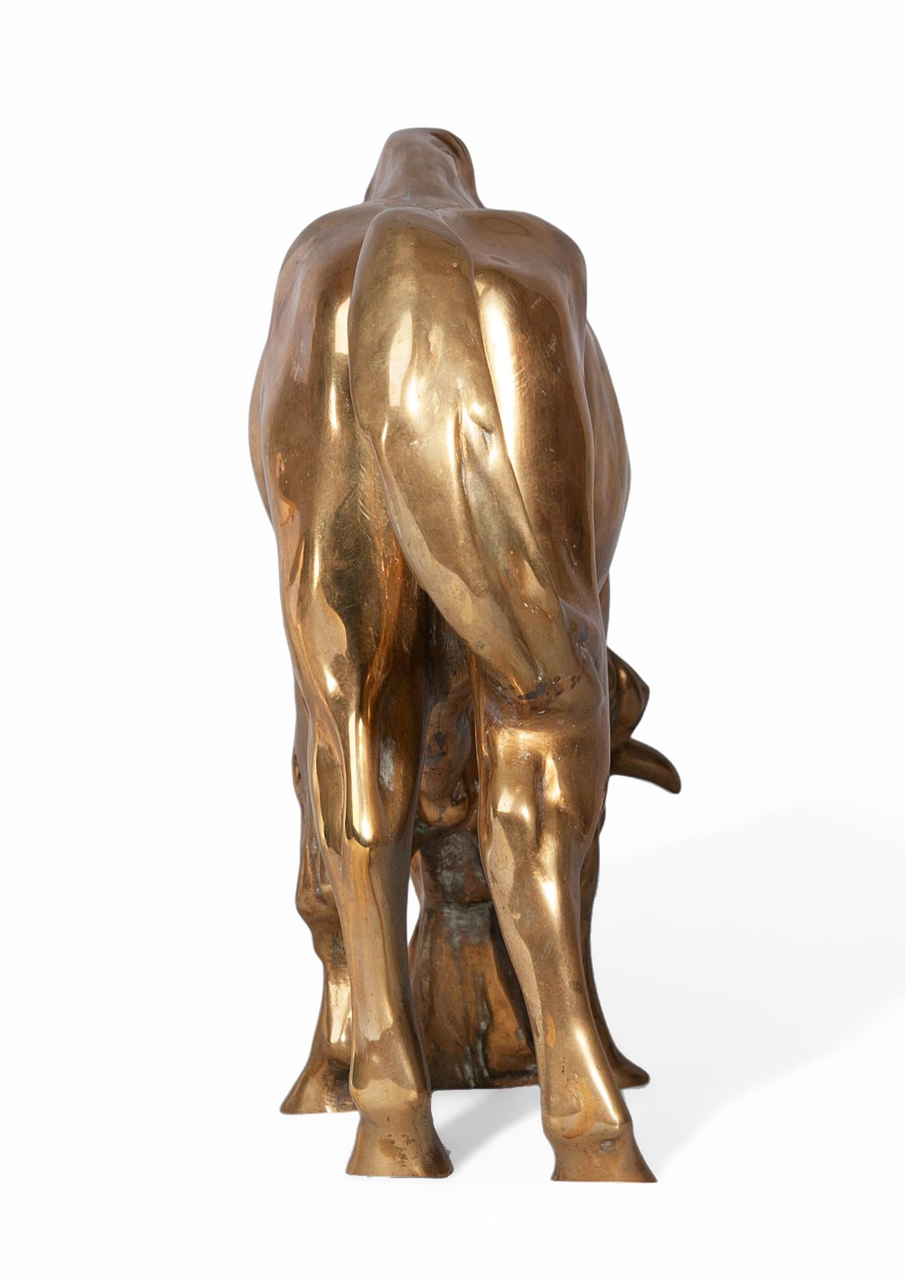 Early 20th Century Art Déco Gilt Bronze Bearded Buffalo/Bison Sculpture, France In Good Condition For Sale In North Miami, FL