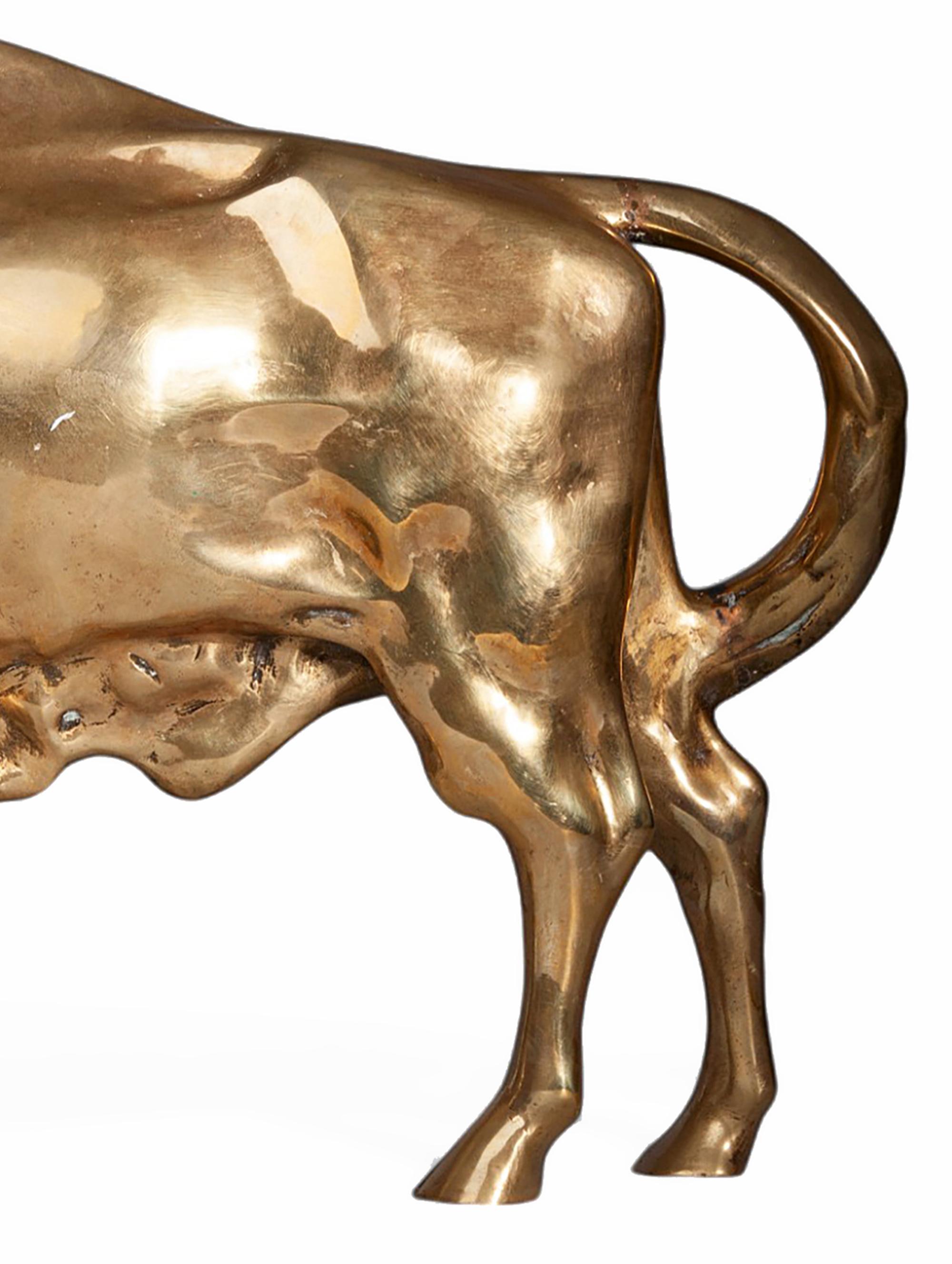 Early 20th Century Art Déco Gilt Bronze Bearded Buffalo/Bison Sculpture, France For Sale 2