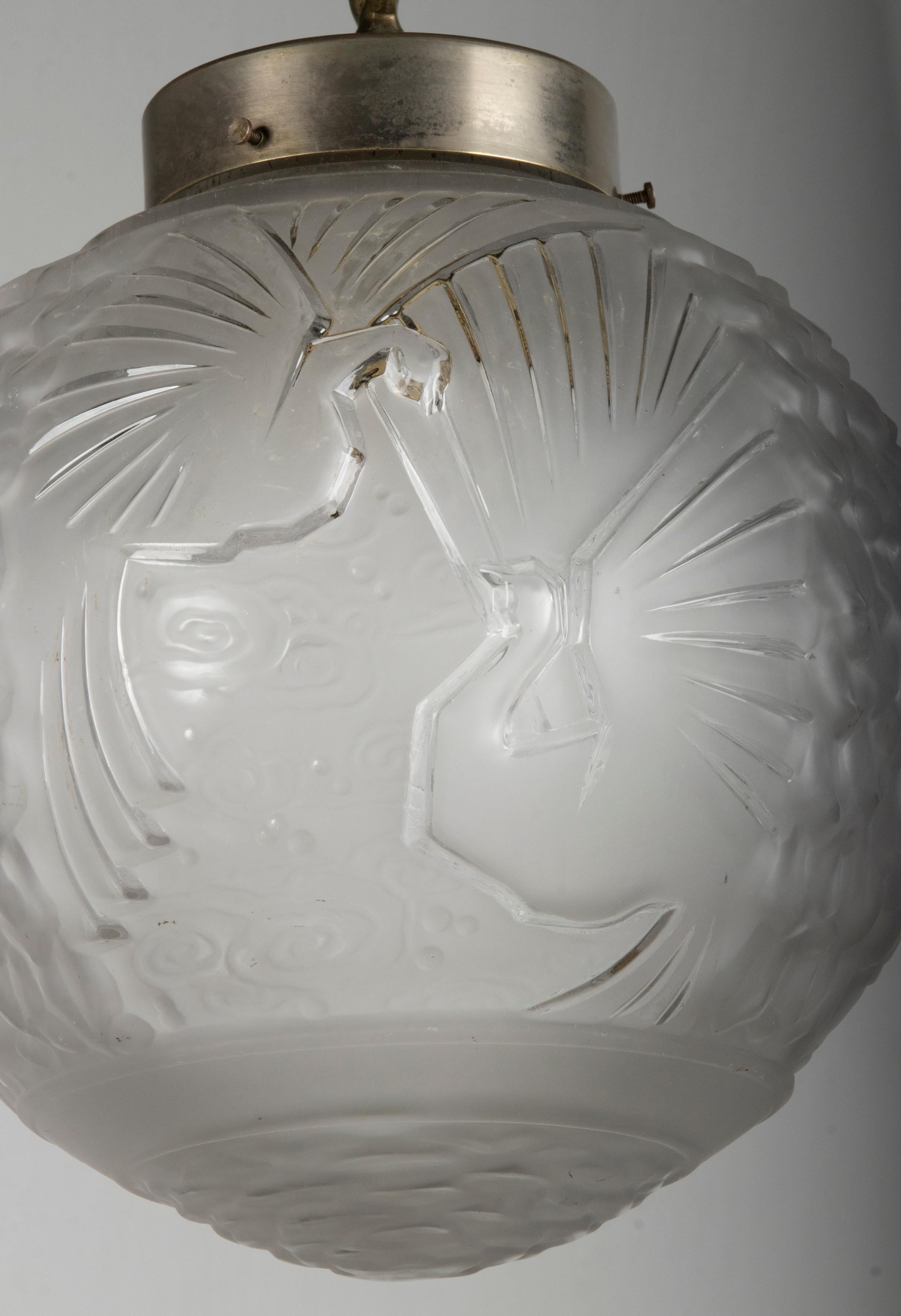 Lampada a lanterna a globo Art Deco dei primi del Novecento di Muller Frères in vendita 5